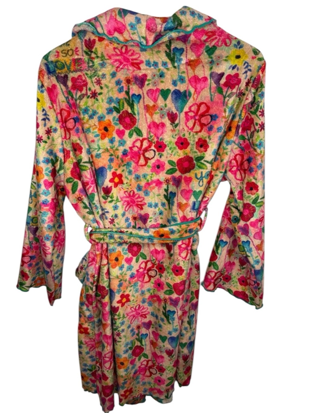 Natural Life Pink Heart Fleece Robe Women Size S - Picture 5 of 5